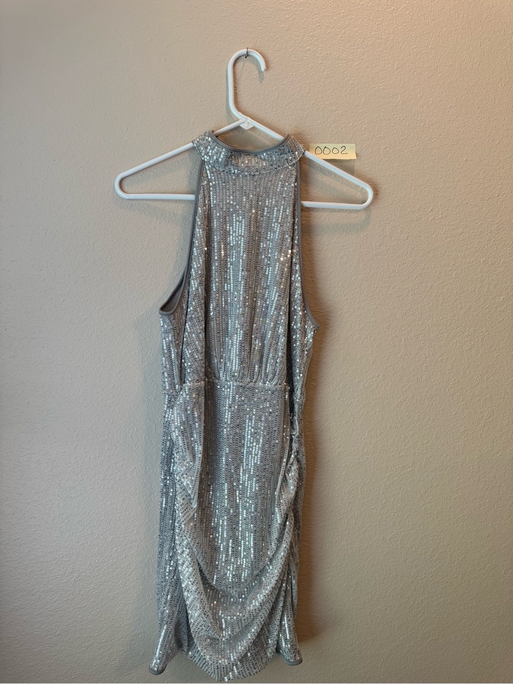 SHEIN Silver Sequin Mini Dress with High Neck